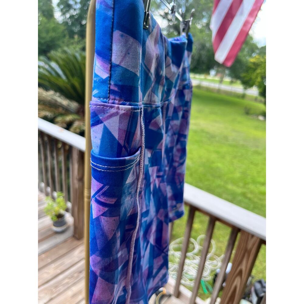 BCG Girls Bike Shorts Size L Large Blue Purple Geometric Prism Active Pocket